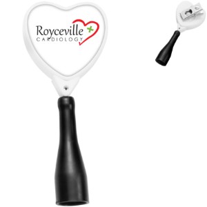 Heart Retractable Pen Holder, Bull Dog Clip w/Antimicrobial Additive - DE3270