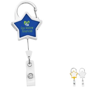 Jumbo Star Carabiner Retractable Badge Reel - DE3285