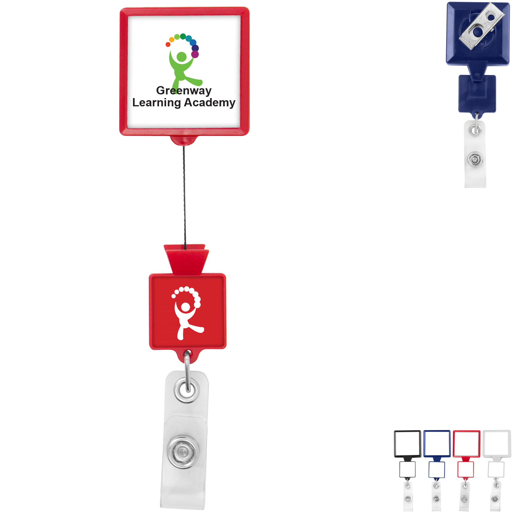 Product Photo 1 Double Up Square Rectactable Badge Reel, Bull Dog Clip