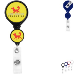 Double Up Round Rectactable Badge Reel, Bull Dog Clip - DE3308