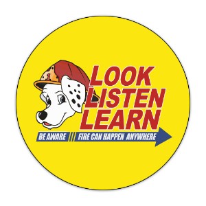 Look Listen Learn Fire Prevention Sticker Roll, Stock - SMD575