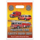 Photo 7 Digital Full Color Die Cut Plastic Bag w/Practice Fire Safety Design, 9" x 13"