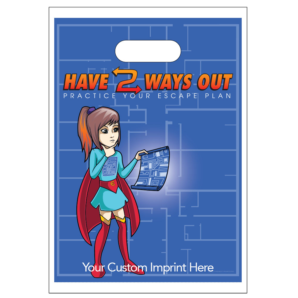 Product Photo 1 Digital Full Color Die Cut Plastic Bag w/ Have 2 Ways Out Design, 9" x 13"