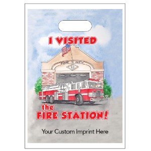 Digital Full Color Die Cut Plastic Bag w/ I Visited the Fire Station Design, 9" x 13" - BA9015