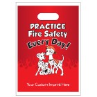 Photo 4 Digital Full Color Die Cut Plastic Bag w/ Practice Fire Safety Design, 9" x 13"