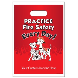 Digital Full Color Die Cut Plastic Bag w/ Practice Fire Safety Design, 9" x 13" - BA9020