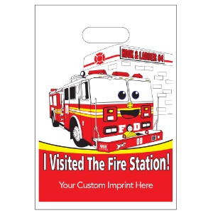 Digital Full Color Die Cut Plastic Bag w/ I Visited The Fire Station Design, 9" x 13" - BA9030