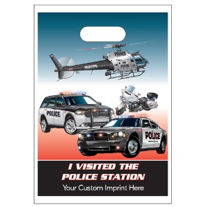 Digital Full Color Die Cut Plastic Bag w/ Police Station Design, 9" x 13" - BA9100