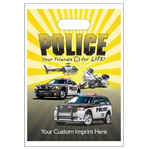 Digital Full Color Die Cut Plastic Bag w/ Police Your Friends for Life Design, 9" x 13" - BA9105