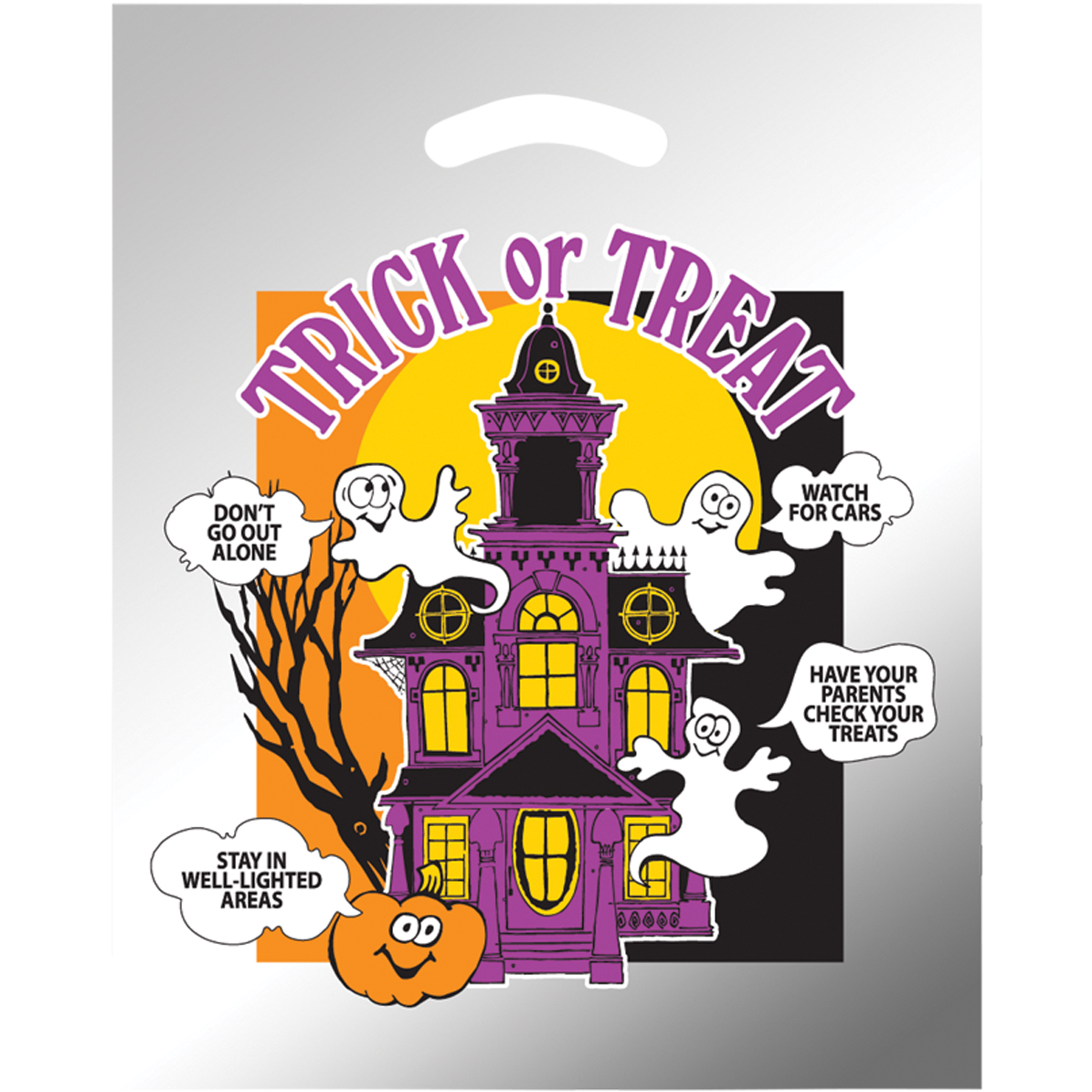 Product Photo 1 Halloween Haunted House Silver Reflective Ghost Bag, In Stock!