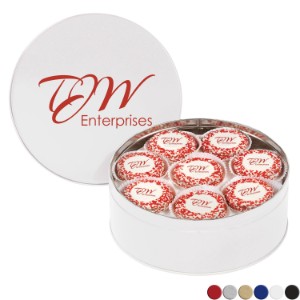 Chocolate Covered Oreos® w/ Corporate Color™ Nonpareils in Large Tin - MD2135