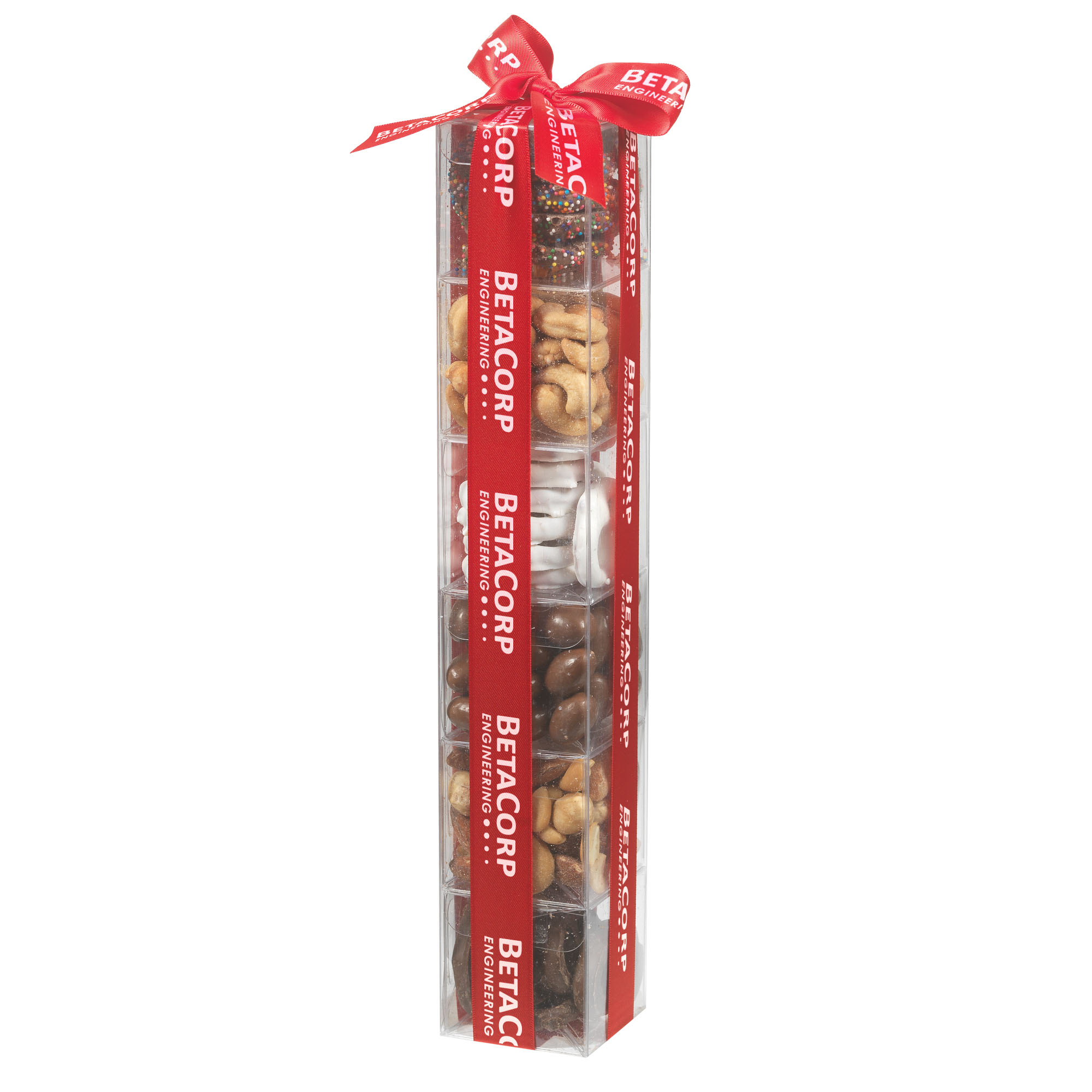 Product Photo 1 Chocolate & Nut 6 Way Gourmet Treat Tower w/ Custom Ribbon