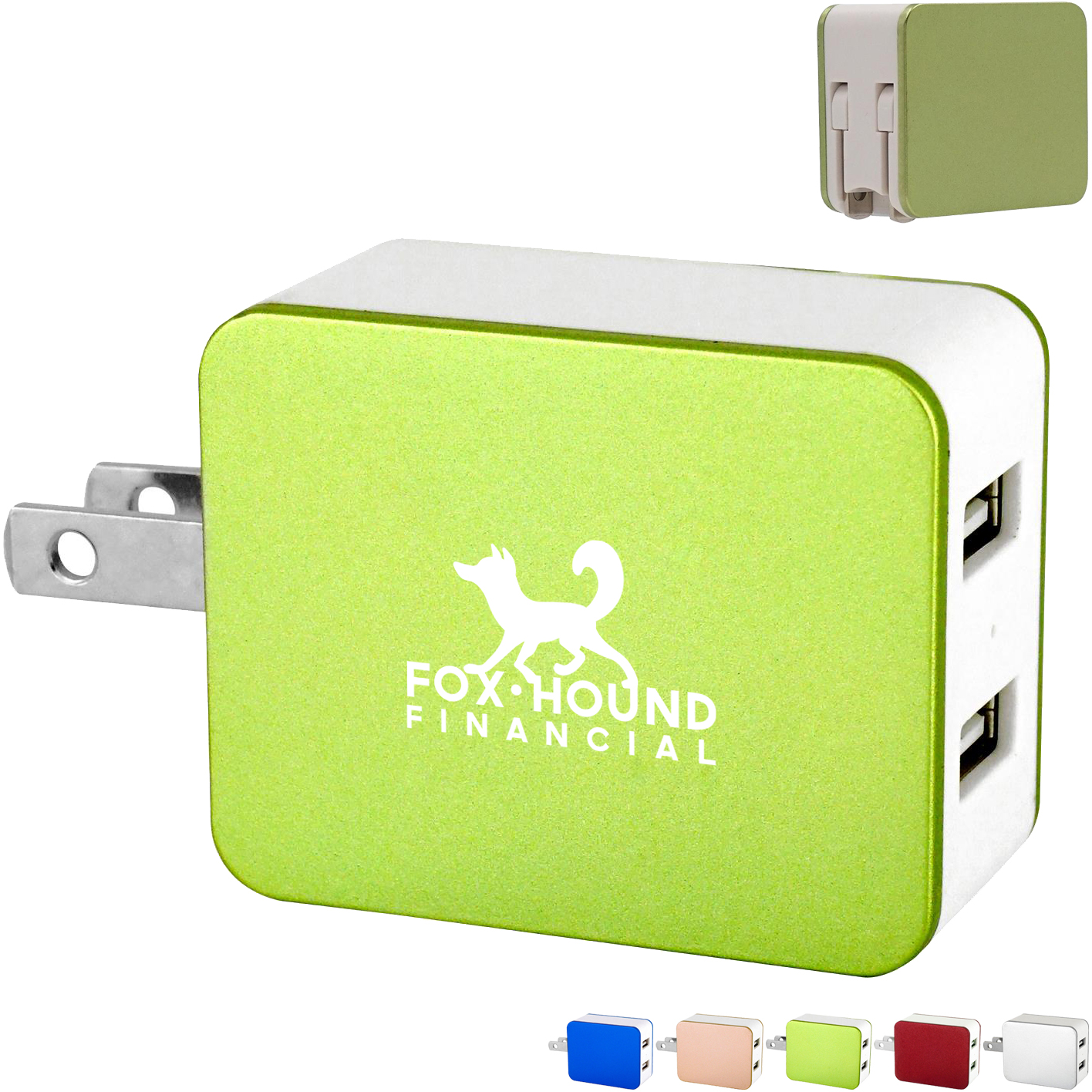 Product Photo 1 Metallic 2 Port USB Folding Wall Charger