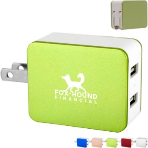 Metallic 2 Port USB Folding Wall Charger - AL1516