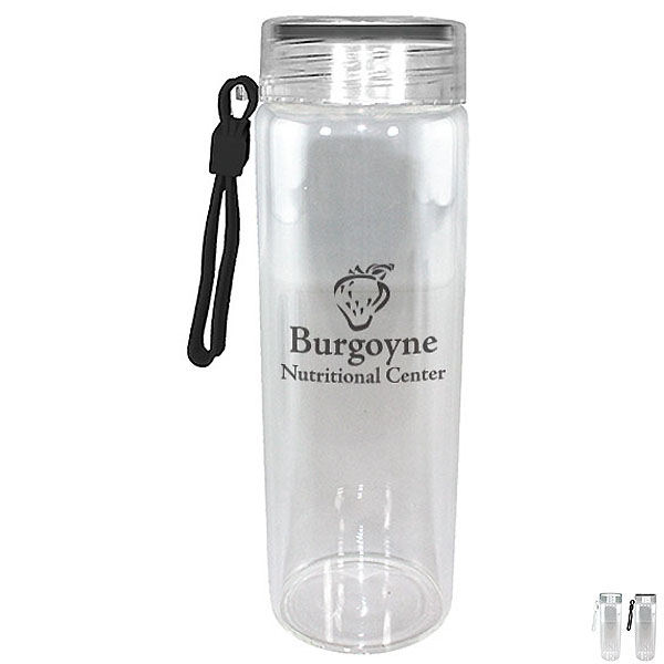 Product Photo 1 Durable Clear Glass Bottle w/ Screw-on Lid, 20oz.
