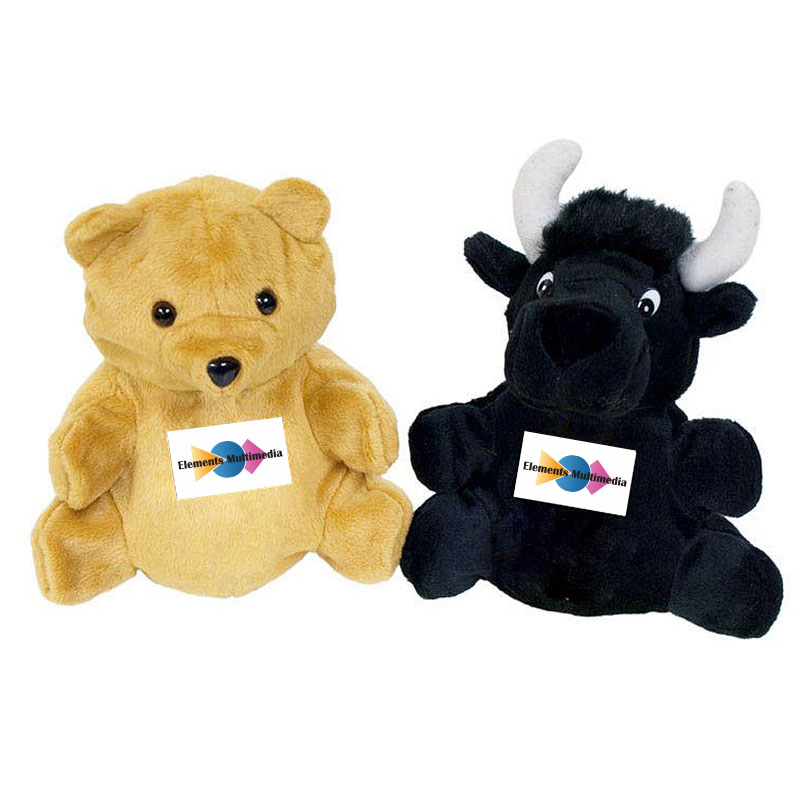 Product Photo 1 Reversible Bear & Bull Plush Puppet, 7"