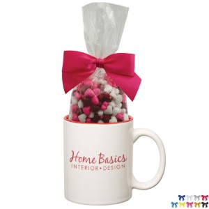 Two-Tone Ceramic Mug w/ Candy Hearts, 11oz. - HT1067