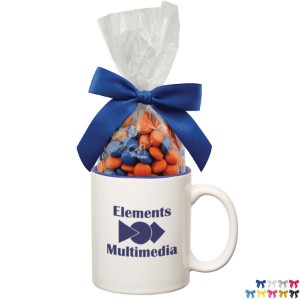 Two-Tone Ceramic Mug w/ Corporate Color Chocolates, 11oz. - HT1071