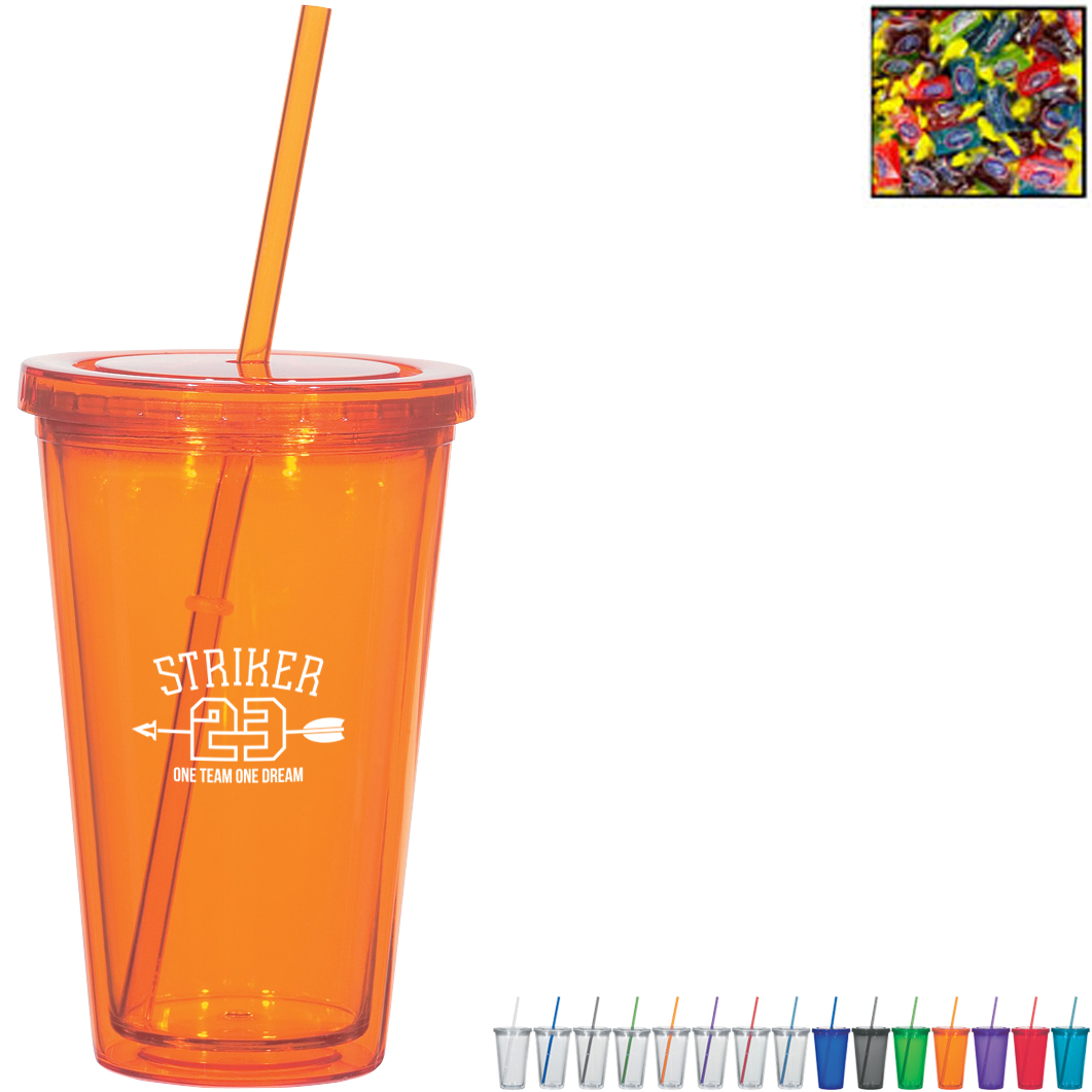 Product Photo 1 Double Wall Tumbler w/ Jolly Ranchers, 16oz.
