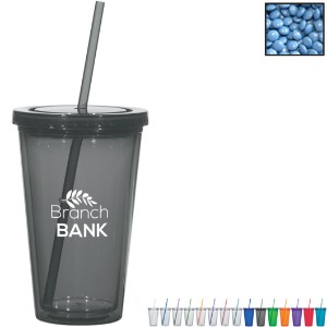 Double Wall Tumbler w/ Corporate Color Chocolates, 16oz. - HT1096