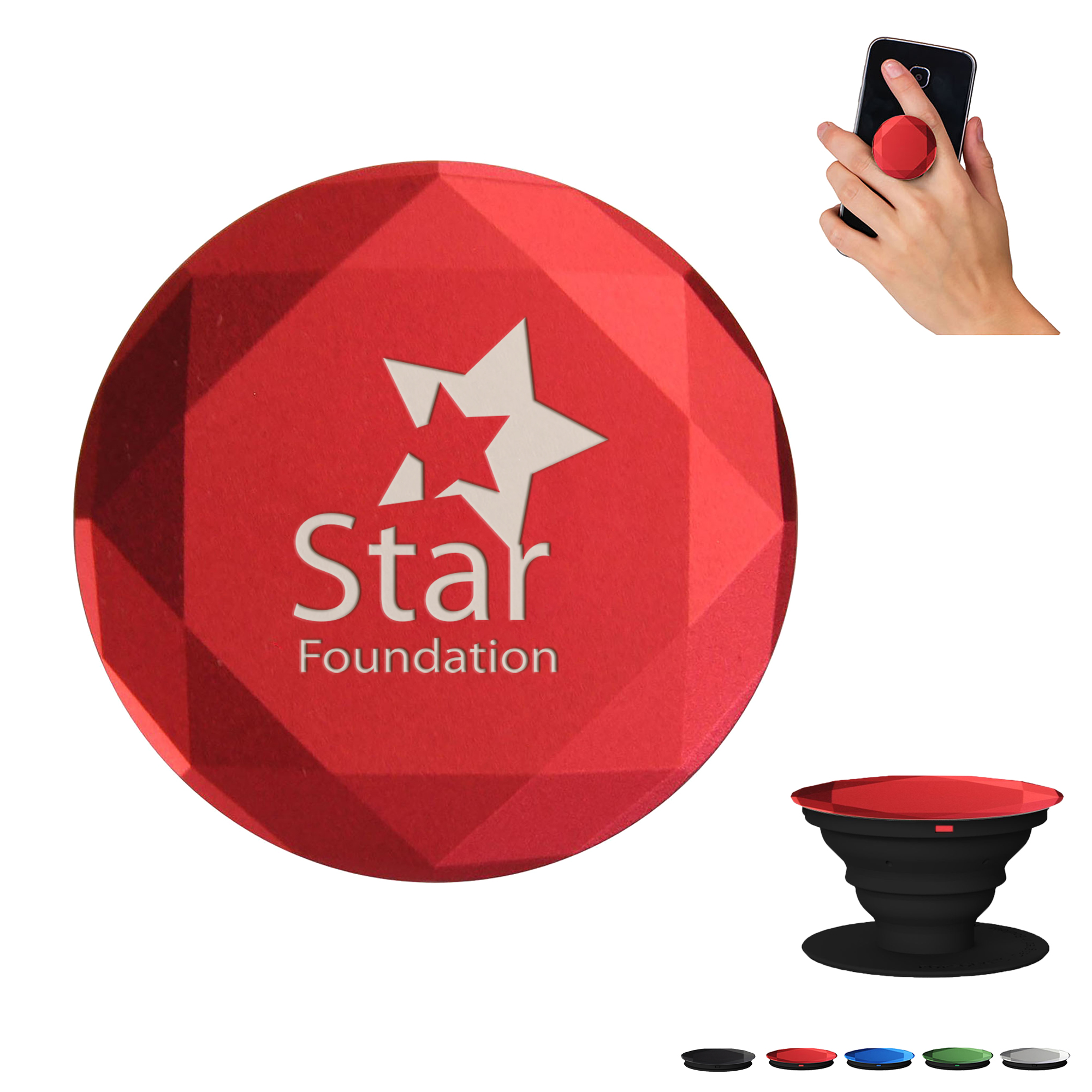 Product Photo 1 Diamond Aluminum PopSocket® Mobile Device Grip & Stand