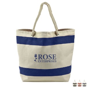 Ahoy Cotton Canvas Striped Tote Bag - MG1665