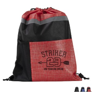 Crosshatch Non-Woven Athletic Reflective Drawstring Backpack - MG1695