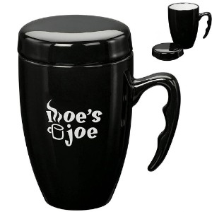 Barco Ceramic Mug with Lid/Coaster, 14oz. - KR1839