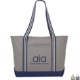 Stripe Handle 20oz. Cotton Canvas Zippered Boat Tote