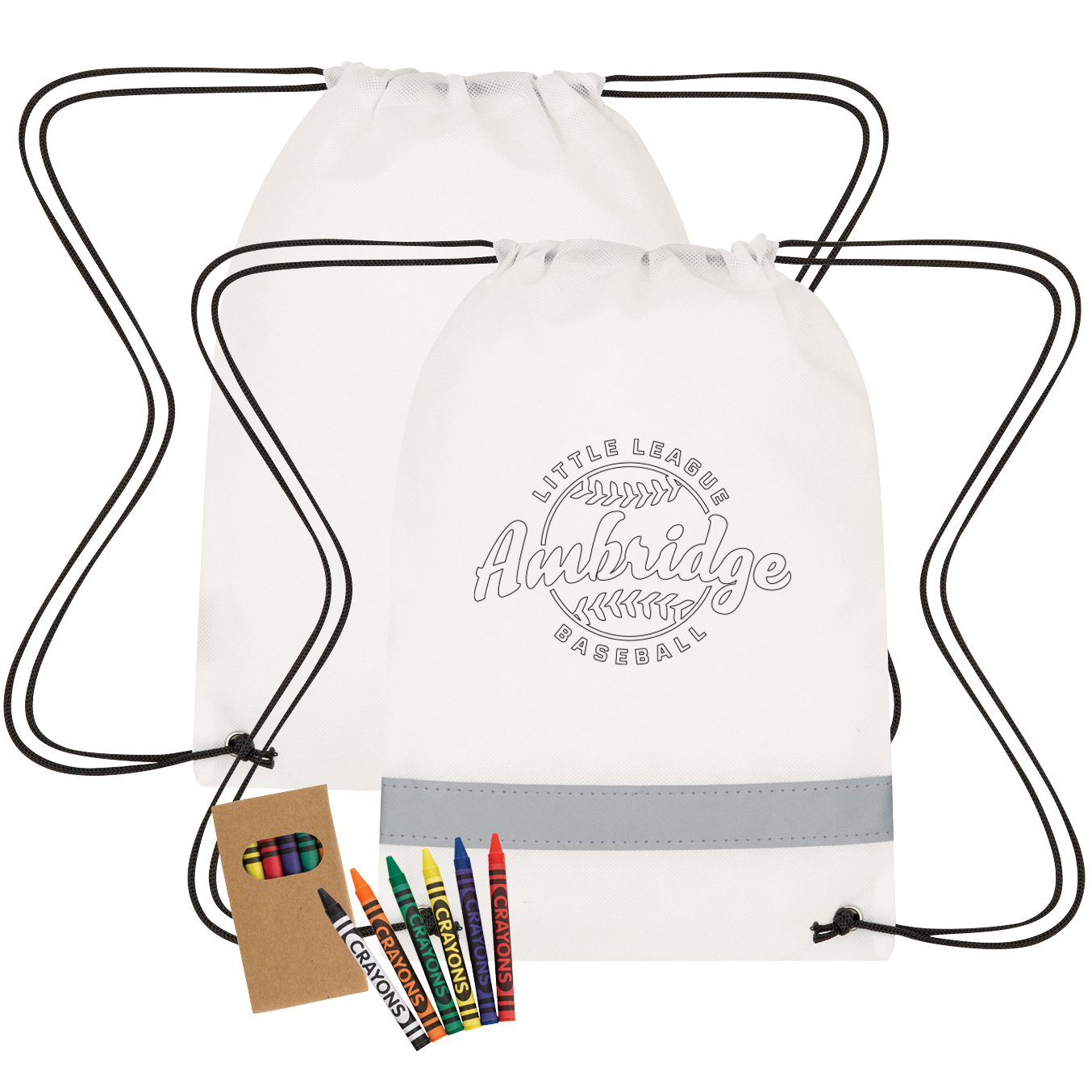 Product Photo 1 Lil' Bit Reflective Non-Woven Coloring Drawstring Bag w/ Crayons