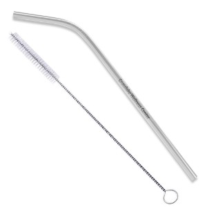 Stainless Steel Bent Straw w/ Cleaning Brush - WB2427
