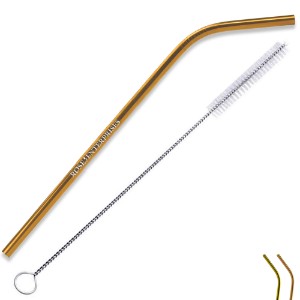 Metallic Stainless Steel Bent Straw w/ Cleaning Brush - WB2430