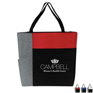 Colorblock Pocket Polyester Zip Tote - CT2250