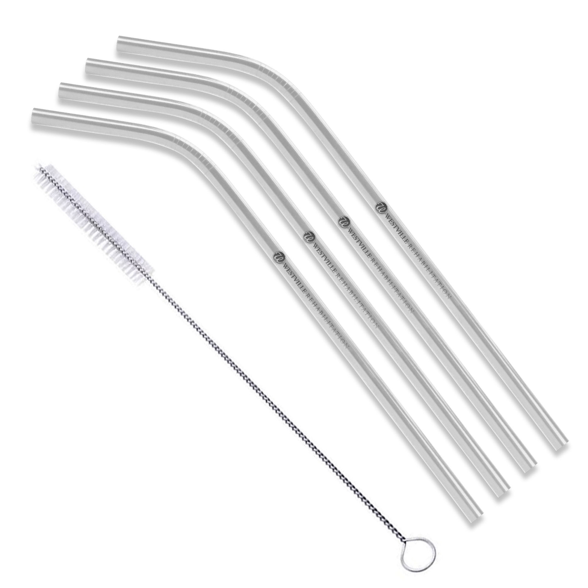 Product Photo 1 Stainless Steel 4 Piece Bent Straw Set w/ Cleaning Brush