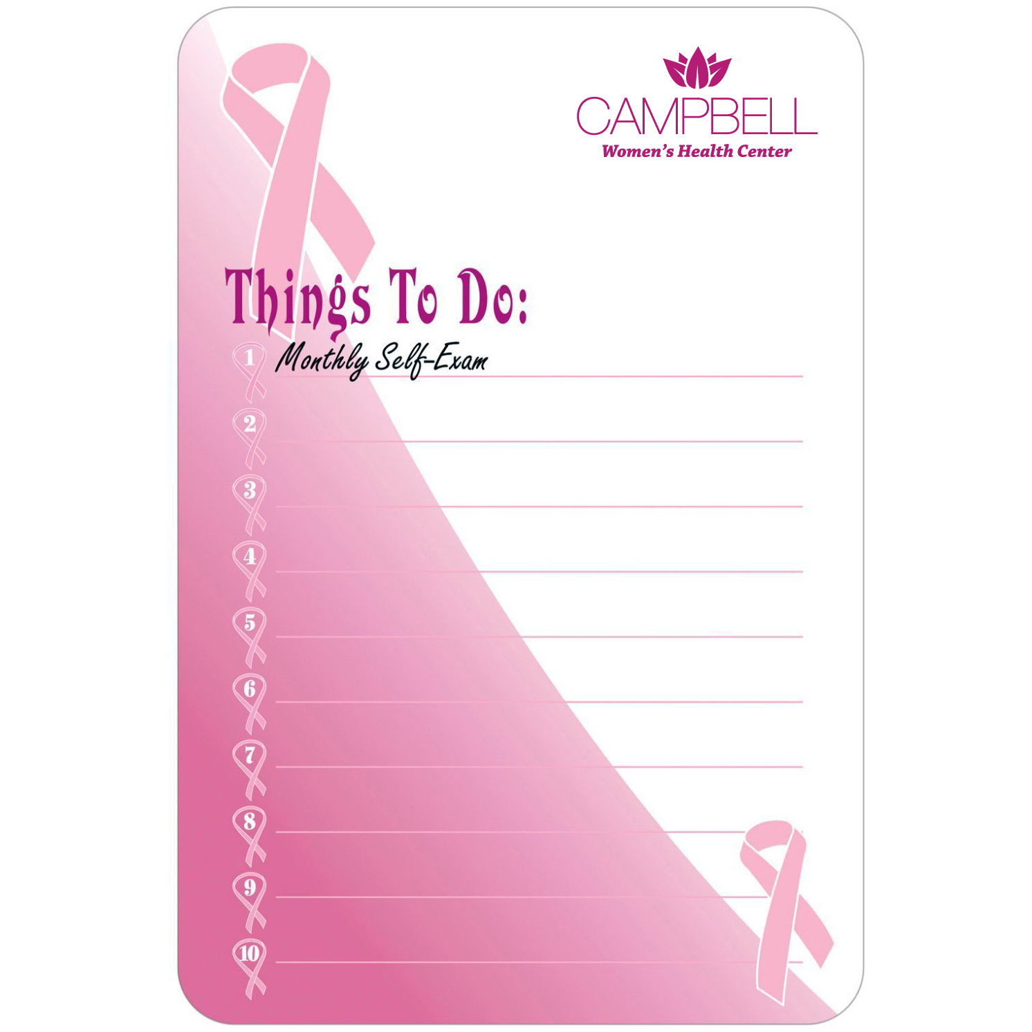 Product Photo 1 Breast Cancer Awareness Memo Board w/ Magnet, 5-1/2" x 8-1/4"