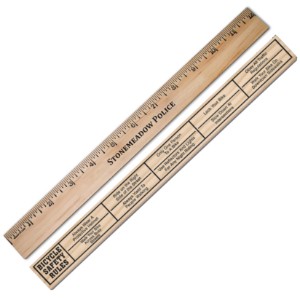 Natural Finish English Scale Wood Ruler with Bike Safety Rules, 12" - AK6016