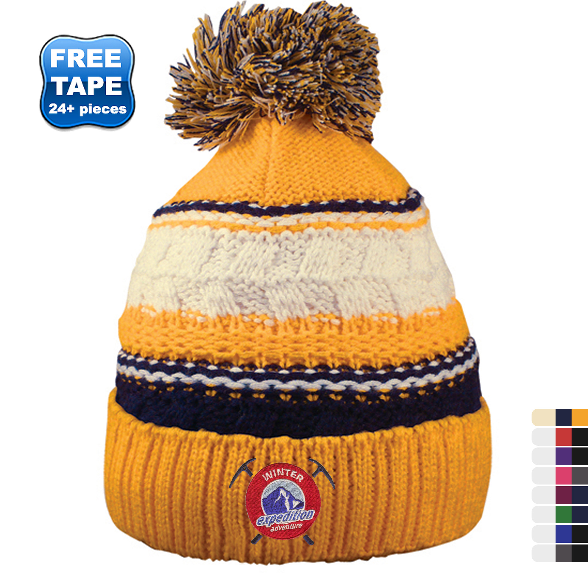 Product Photo 1 Striped Team Pom Beanie