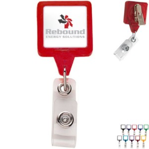 Premium Square Badgeholder, Alligator Clip - DE3010