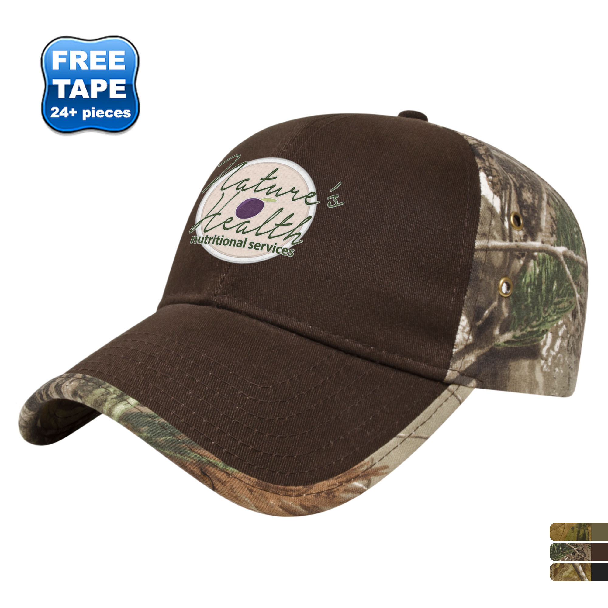 Product Photo 1 Solid Chino Twill Constructed Cap with Camo Back and Detailing