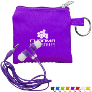 Sporty Pouch Keyring w/ Colorful Earbuds - AL1164