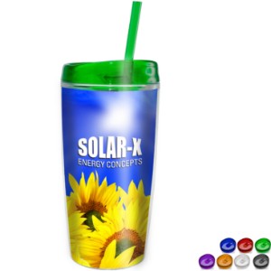 Insulated Tumbler w/ Bright Lid & Straw, 16oz. - AL1165