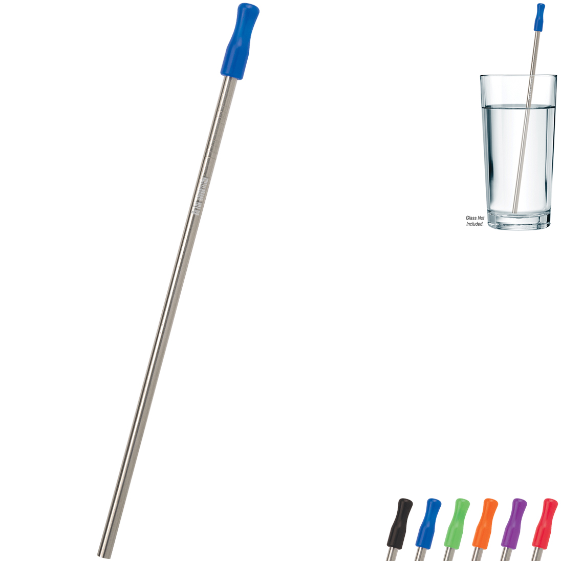 Product Photo 1 Stainless Steel Straw w/ Colored Tip & Cleaning Brush