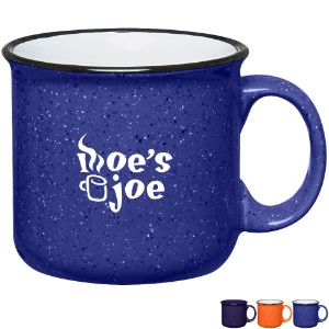 Campfire Speckled Ceramic Mug, 15oz. - Royal, Orange & Cobalt - HT1477