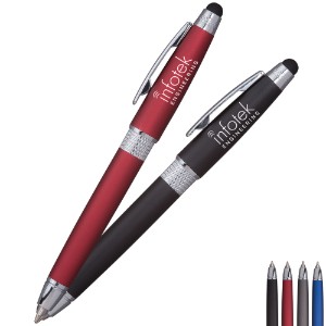 St. James™ Triple Function Ballpoint Retractable Metal Pen w/ LED Light & Stylus - HB2793