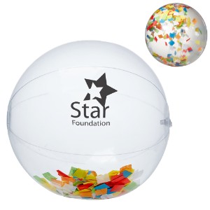 Multi-Color Confetti Filled Clear Beach Ball, 16" - JN4001