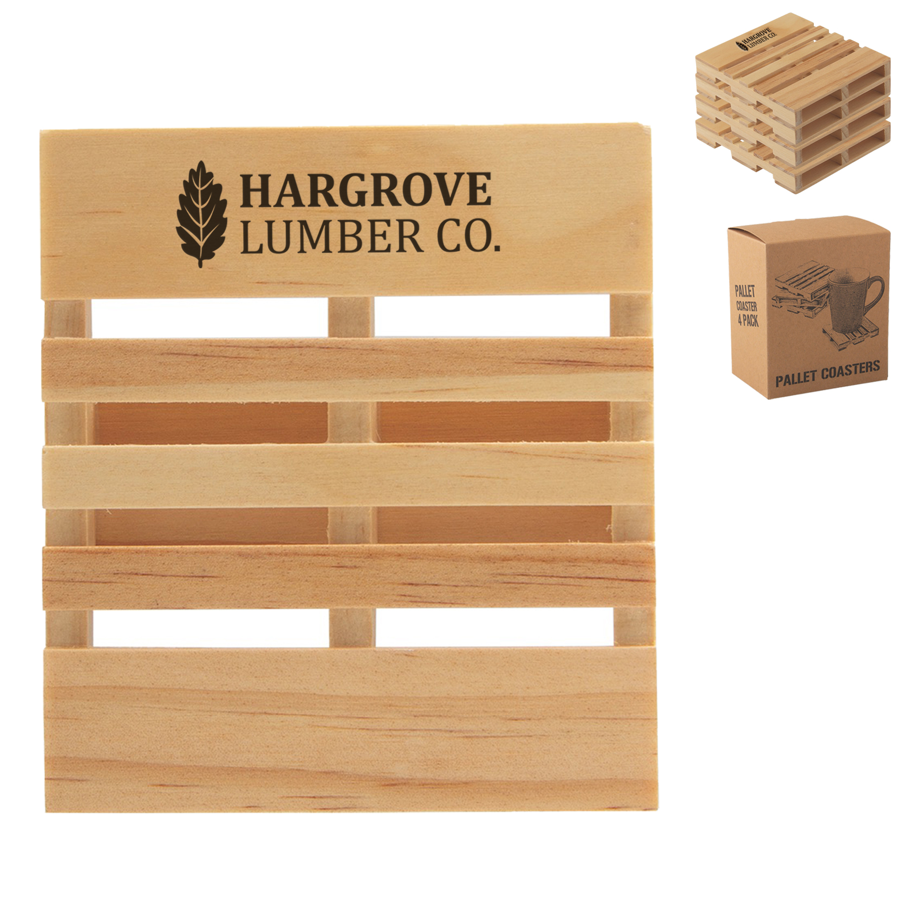 Product Photo 1 Wood Pallet Coaster, Set of 4