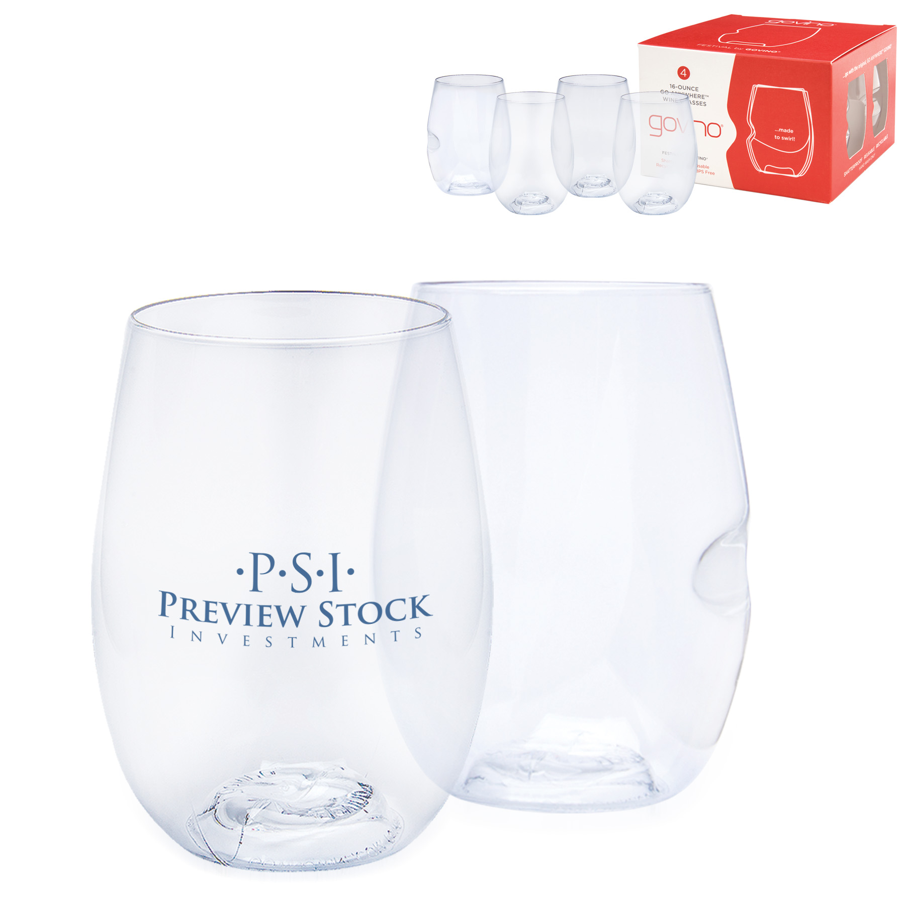 Product Photo 1 govino® Shatterproof Stemless Wine Glass Dishwasher Safe 4 Pack, 16oz.