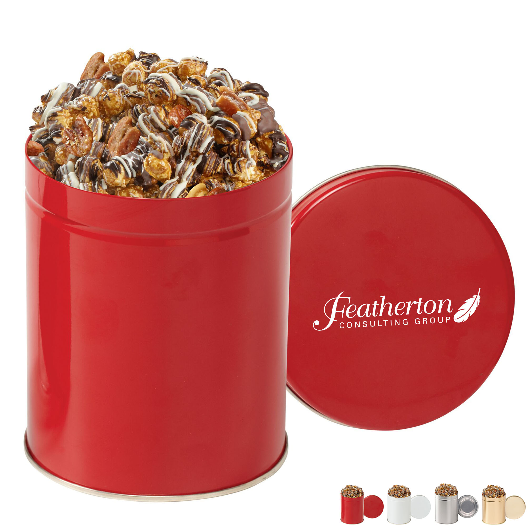 Product Photo 1 Gourmet Munch Chocolate & Caramel Mixed Popcorn Tin, Quart