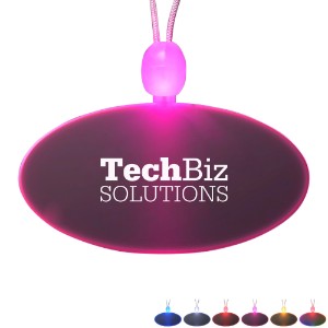 Light Up LED Oval Pendant Acrylic Necklace - AH1140
