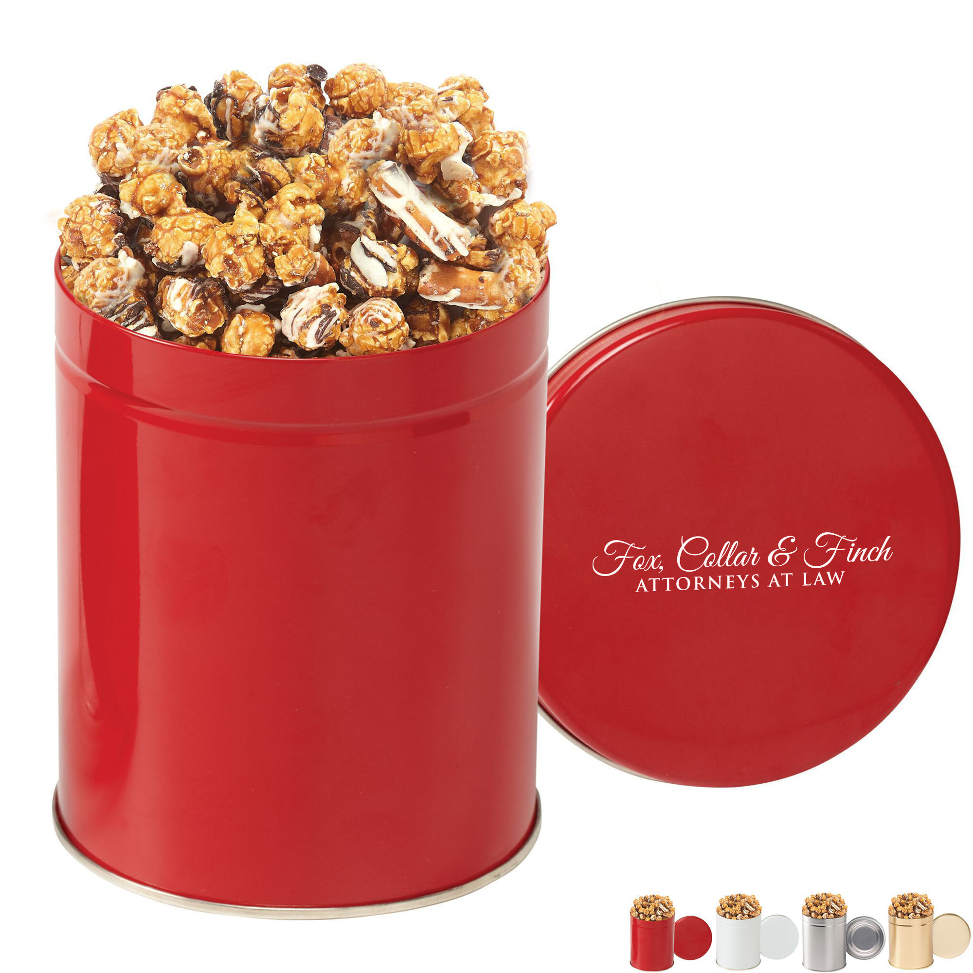 Product Photo 1 Gourmet Chocolate Pretzel Popcorn Tin, Quart